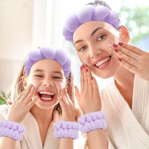 Three-piece Head Clasp Bracelet Set In Purple